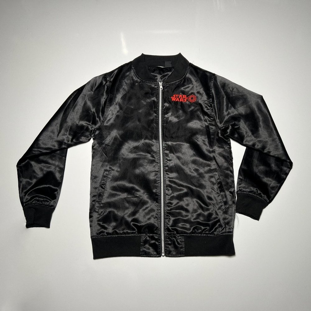 Star Wars Black and Red Shiny Polyester Nylon Zip Up Jacket Unisex Size L